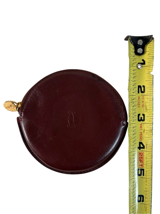 Cartier Handbags - Vintage Cartier Must de Cartier Bordeaux Leather Round Coin Purse Luxury